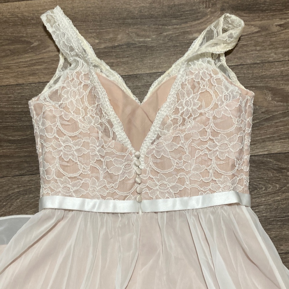 Mori Lee Ivory lace Corset Empire Waist simple elegant boho Wedding Gown Size 12 - Picture 5 of 16